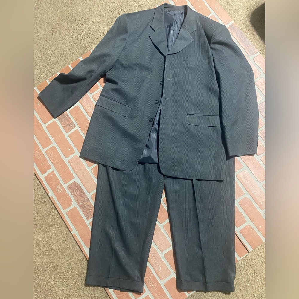 Hugo Boss gray pinstripe suit